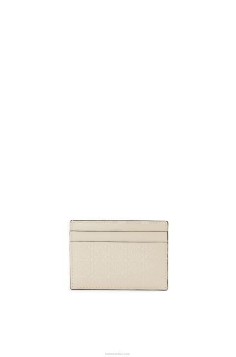Loewe Repeat plain cardholder in embossed silk calfskin 688V1359 Women Light Oat