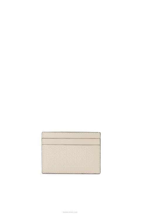 Loewe Repeat plain cardholder in embossed silk calfskin 688V1359 Women Light Oat