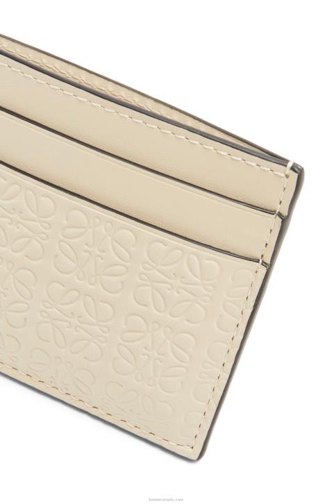 Loewe Repeat plain cardholder in embossed silk calfskin 688V1359 Women Light Oat