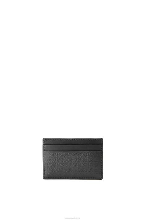 Loewe Repeat plain cardholder in embossed silk calfskin 688V1360 Women Black
