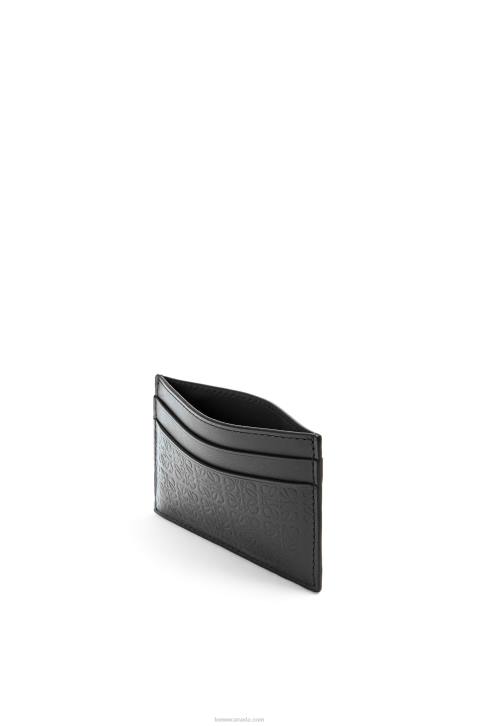 Loewe Repeat plain cardholder in embossed silk calfskin 688V1360 Women Black