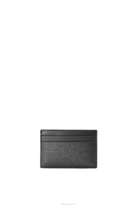 Loewe Repeat plain cardholder in embossed silk calfskin 688V1360 Women Black