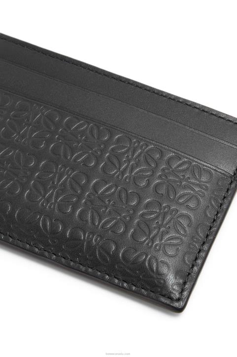 Loewe Repeat plain cardholder in embossed silk calfskin 688V1360 Women Black