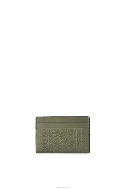 Loewe Repeat plain cardholder in embossed silk calfskin 688V1376 Women Avocado Green