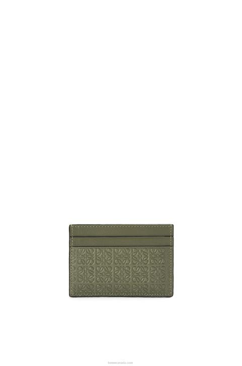 Loewe Repeat plain cardholder in embossed silk calfskin 688V1376 Women Avocado Green