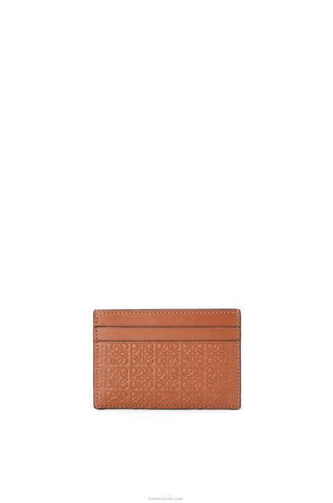 Loewe Repeat plain cardholder in embossed silk calfskin 688V1377 Women Tan
