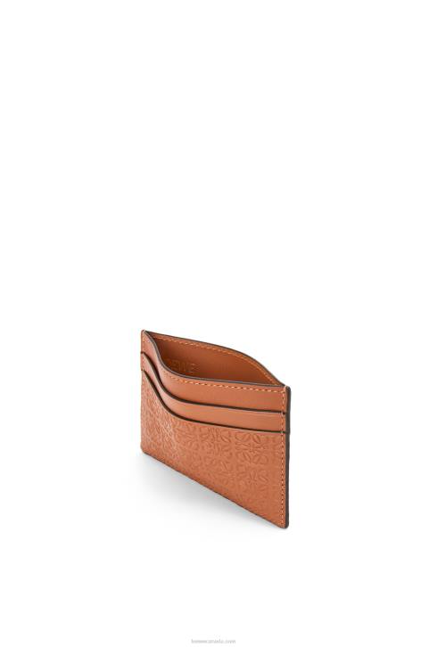 Loewe Repeat plain cardholder in embossed silk calfskin 688V1400 Women Tan