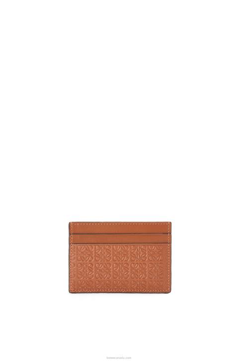 Loewe Repeat plain cardholder in embossed silk calfskin 688V1400 Women Tan