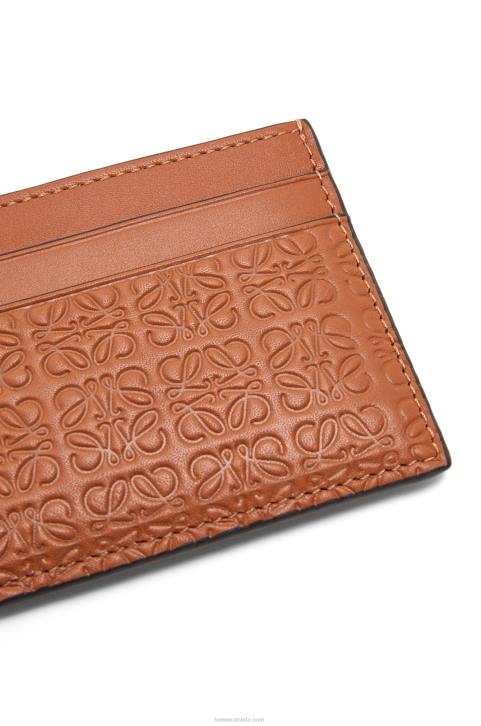 Loewe Repeat plain cardholder in embossed silk calfskin 688V1400 Women Tan