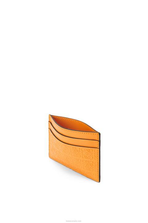 Loewe Repeat plain cardholder in embossed silk calfskin 688V1404 Women Mandarin
