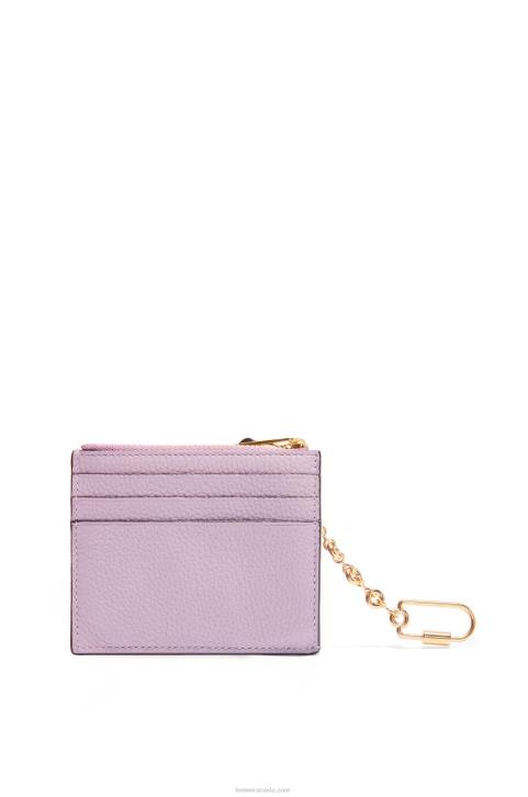 Loewe Square cardholder in soft grained calfskin with chain 688V1365 Women Dirty Mauve/Tan