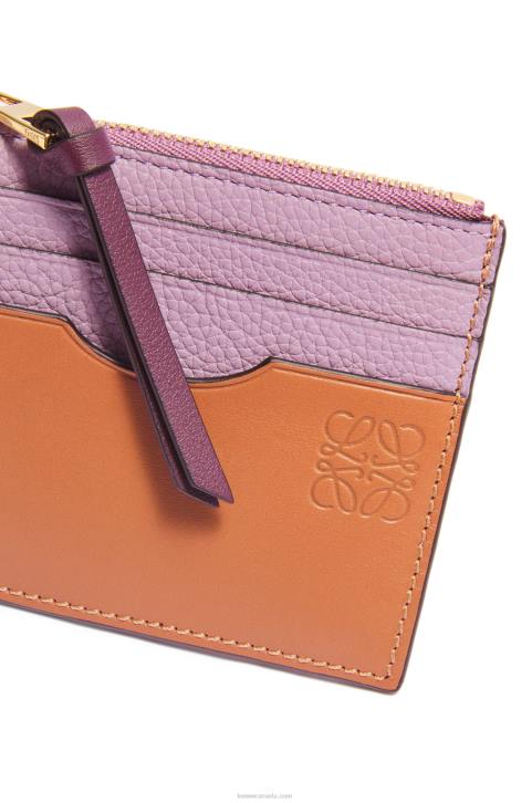Loewe Square cardholder in soft grained calfskin with chain 688V1365 Women Dirty Mauve/Tan