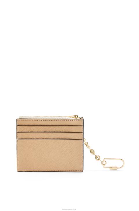 Loewe Square cardholder in soft grained calfskin with chain 688V1378 Women Butter/Pale Lemon
