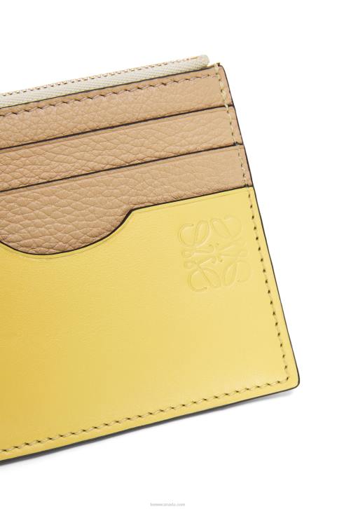 Loewe Square cardholder in soft grained calfskin with chain 688V1378 Women Butter/Pale Lemon