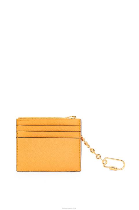 Loewe Square cardholder in soft grained calfskin with chain 688V1380 Women Mandarin/Coral Reef