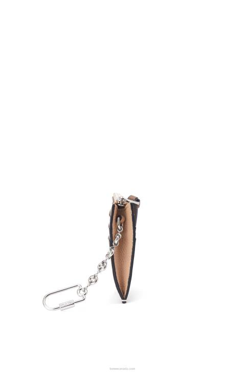 Loewe Square cardholder in soft grained calfskin with chain 688V1381 Women Nude/Citronelle