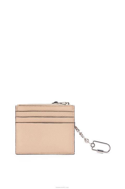 Loewe Square cardholder in soft grained calfskin with chain 688V1381 Women Nude/Citronelle