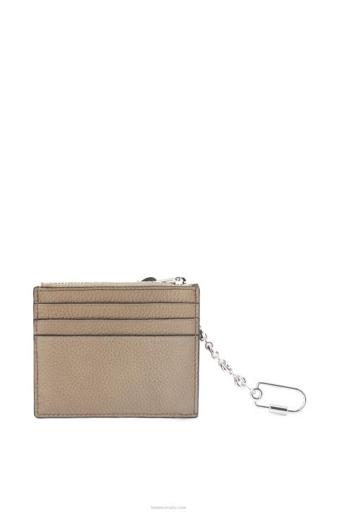 Loewe Square cardholder in soft grained calfskin with chain 688V1382 Women Laurel Green/Ochre