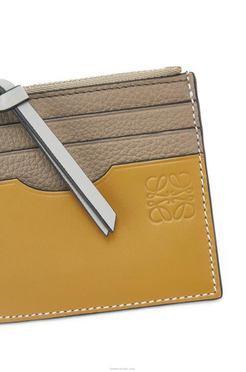Loewe Square cardholder in soft grained calfskin with chain 688V1382 Women Laurel Green/Ochre
