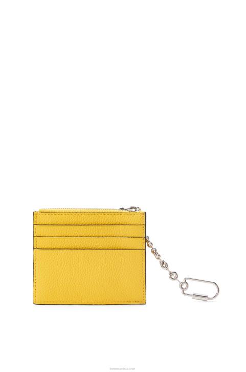 Loewe Square cardholder in soft grained calfskin with chain 688V1383 Women Yellow/Clay Green