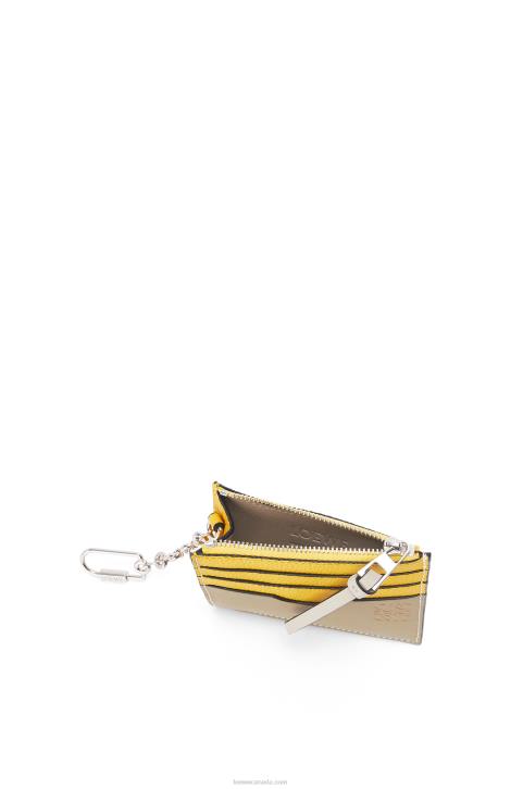 Loewe Square cardholder in soft grained calfskin with chain 688V1383 Women Yellow/Clay Green