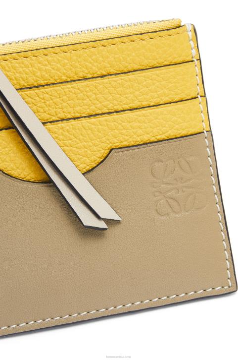 Loewe Square cardholder in soft grained calfskin with chain 688V1383 Women Yellow/Clay Green