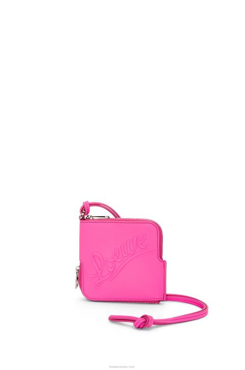 Loewe Double coin case in classic calfskin 688V1335 Women Fuchsia