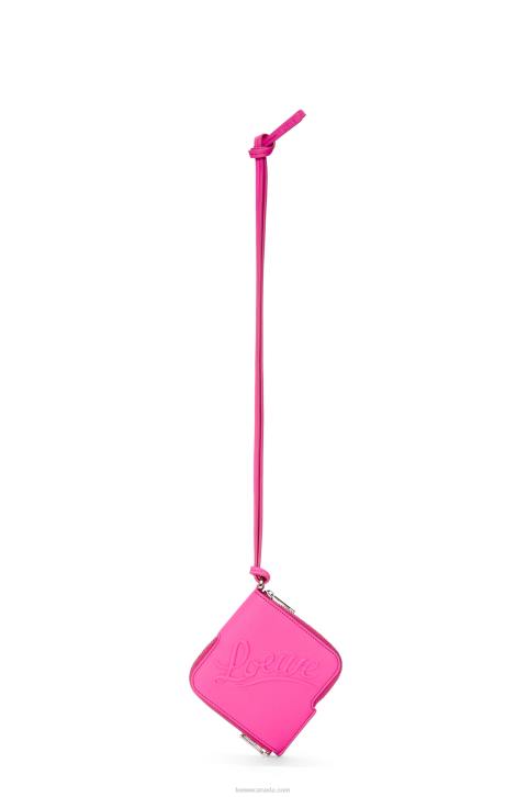 Loewe Double coin case in classic calfskin 688V1335 Women Fuchsia