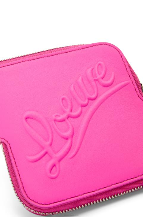 Loewe Double coin case in classic calfskin 688V1335 Women Fuchsia