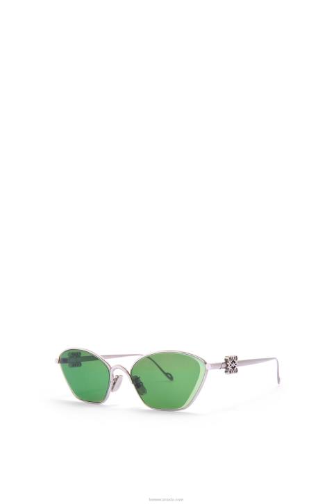 Loewe Anagram hexagonal sunglasses in metal 688V1446 Women Dark Green