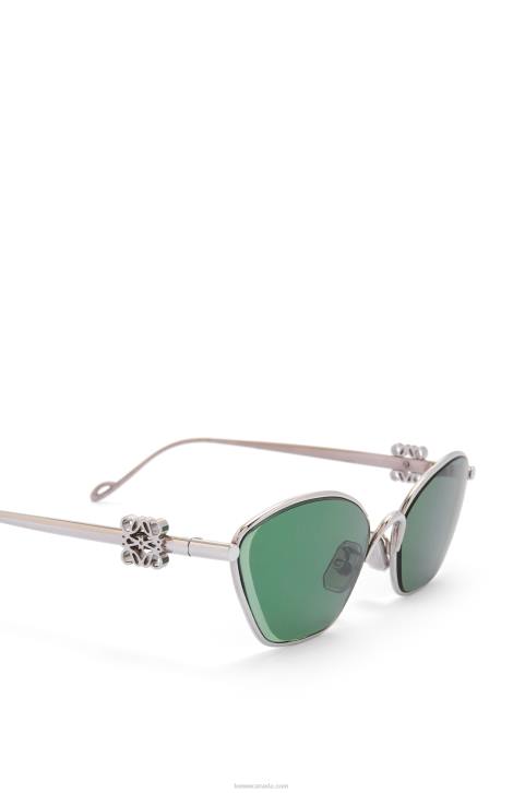 Loewe Anagram hexagonal sunglasses in metal 688V1446 Women Dark Green