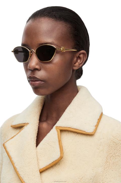 Loewe Anagram hexagonal sunglasses in metal 688V1447 Women Smoke/Moka