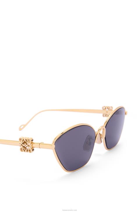 Loewe Anagram hexagonal sunglasses in metal 688V1447 Women Smoke/Moka