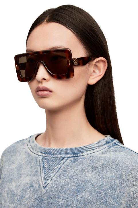 Loewe Anagram mask sunglasses in acetate 688V1490 Women Havana