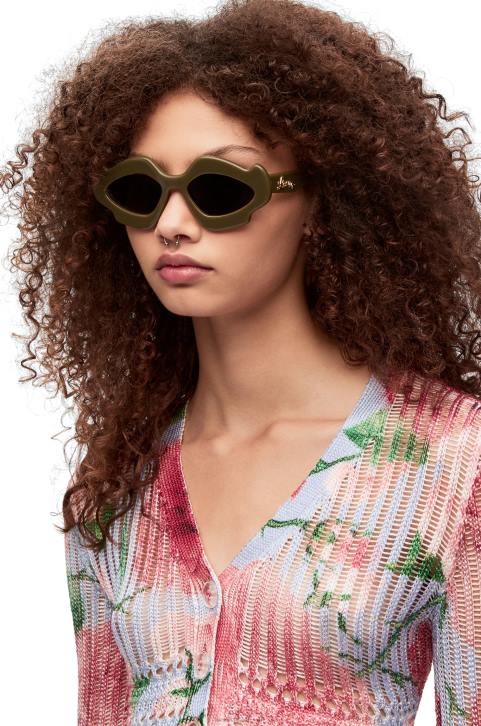 Loewe Flame sunglasses in acetate 688V1468 Women Shiny Khaki