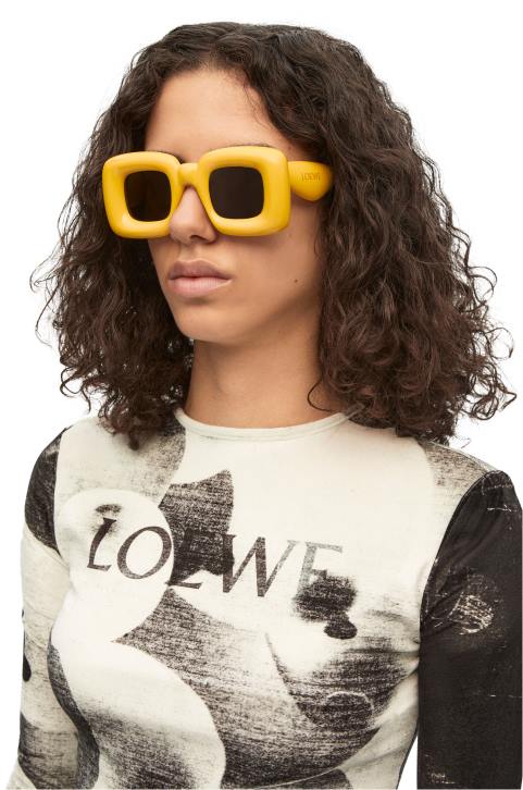 Loewe Inflated rectangular sunglasses in nylon 688V1501 Women Yellow