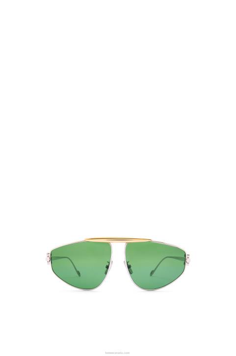 Loewe Spoiler new aviator sunglasses in metal 688V1449 Women Dark Green
