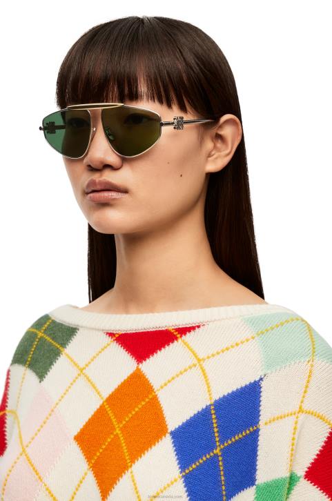 Loewe Spoiler new aviator sunglasses in metal 688V1449 Women Dark Green