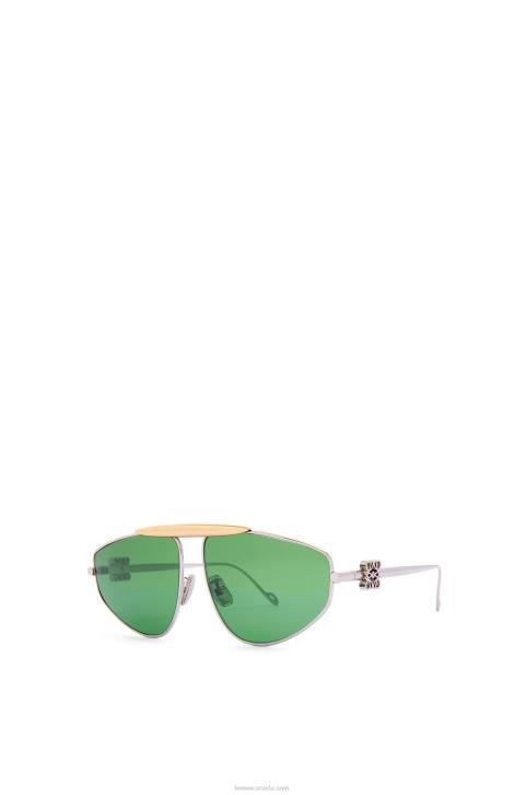 Loewe Spoiler new aviator sunglasses in metal 688V1449 Women Dark Green