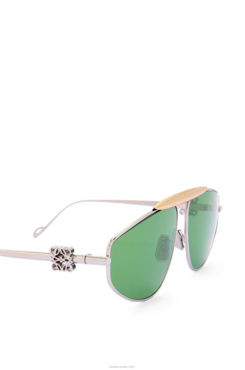 Loewe Spoiler new aviator sunglasses in metal 688V1449 Women Dark Green