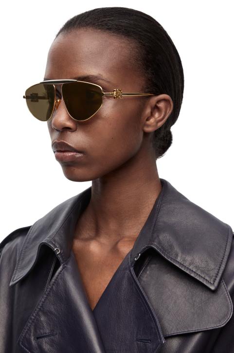 Loewe Spoiler new aviator sunglasses in metal 688V1450 Women Gold Multitone