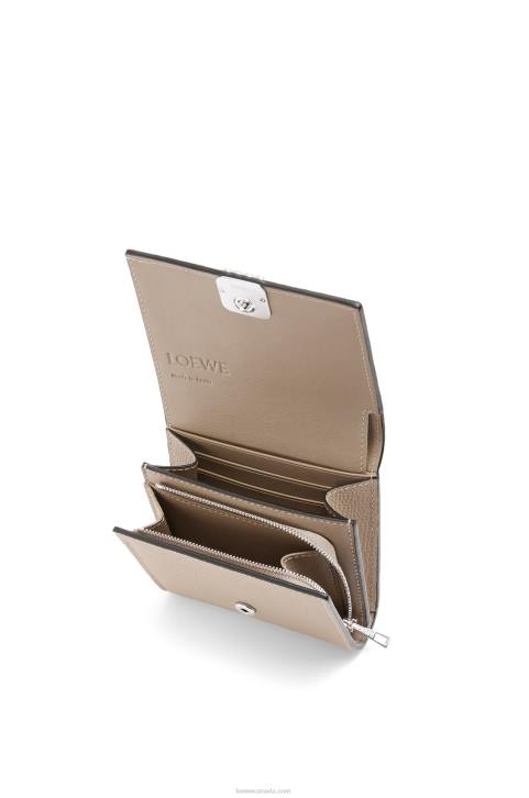 Loewe Anagram compact flap wallet in pebble grain calfskin 688V1215 Women Sand