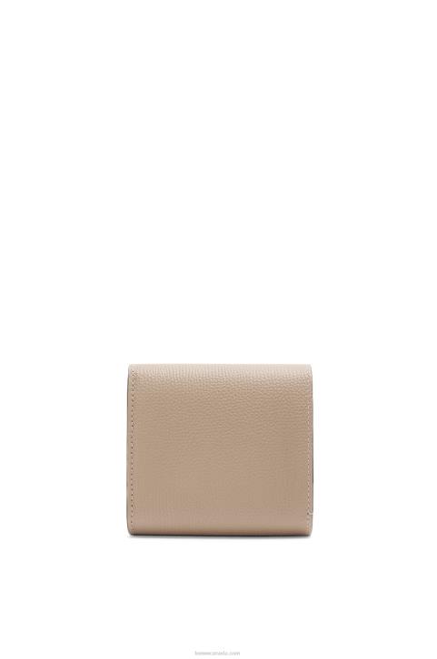 Loewe Anagram compact flap wallet in pebble grain calfskin 688V1215 Women Sand