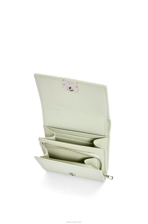 Loewe Anagram compact flap wallet in pebble grain calfskin 688V1233 Women Light Celadon