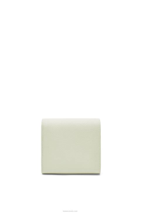Loewe Anagram compact flap wallet in pebble grain calfskin 688V1233 Women Light Celadon