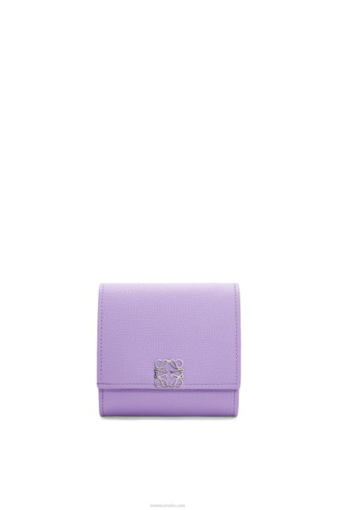 Loewe Anagram compact flap wallet in pebble grain calfskin 688V1236 Women Light Mauve