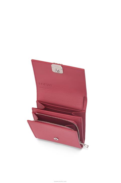 Loewe Anagram compact flap wallet in pebble grain calfskin 688V1239 Women Plumrose