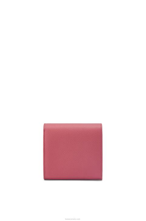 Loewe Anagram compact flap wallet in pebble grain calfskin 688V1239 Women Plumrose