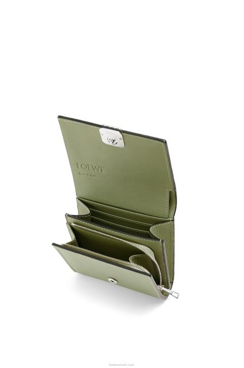 Loewe Anagram compact flap wallet in pebble grain calfskin 688V1248 Women Rosemary