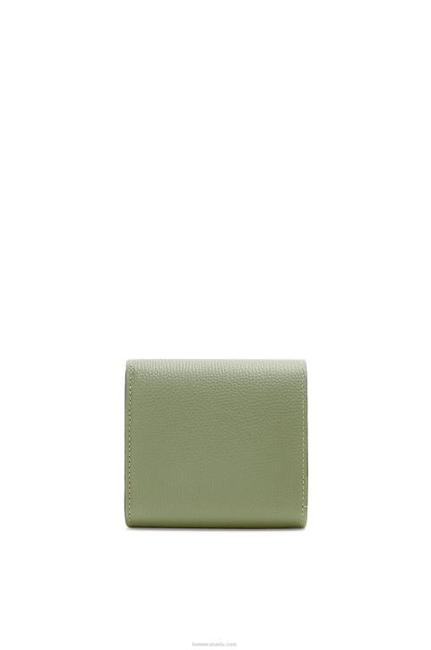 Loewe Anagram compact flap wallet in pebble grain calfskin 688V1248 Women Rosemary